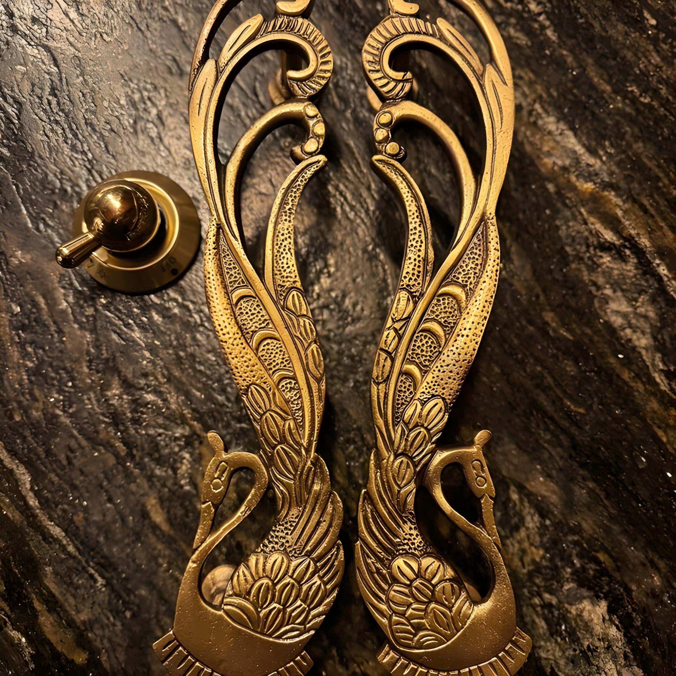 Brass Antique Peacock Door handle - Stylentdecor