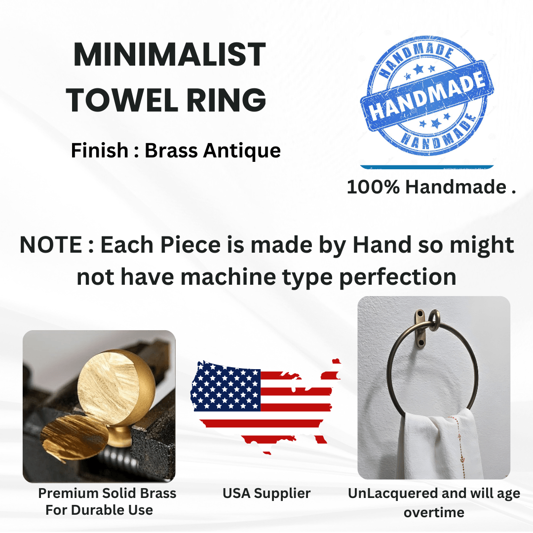 Brass Minimalist Towel Ring - Antique By Hand - Stylentdecor