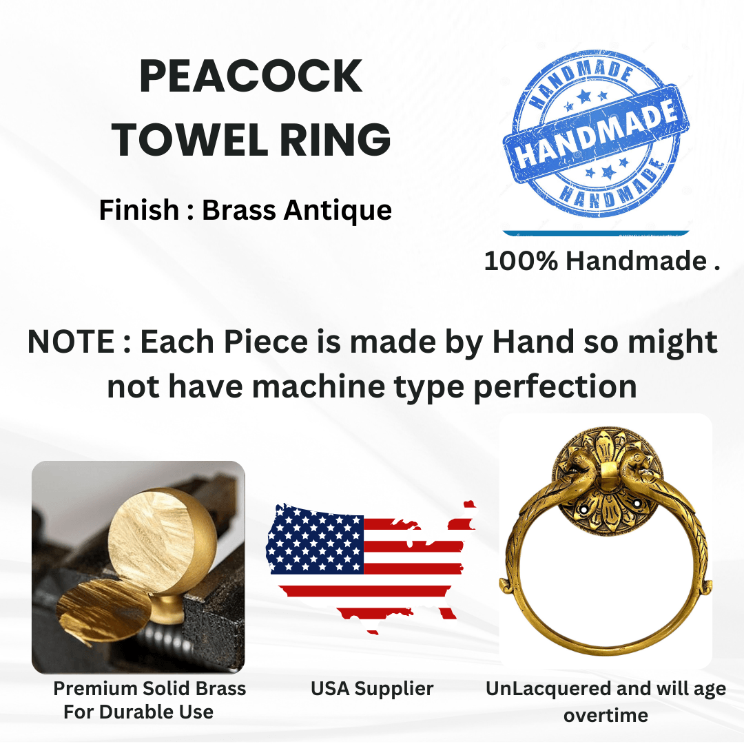Peacock Towel Ring - Antique Brass - Stylentdecor