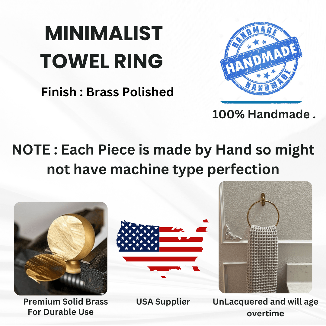 Brass Minimalist Towel Ring - Unlacquered Polished Brass - Stylentdecor