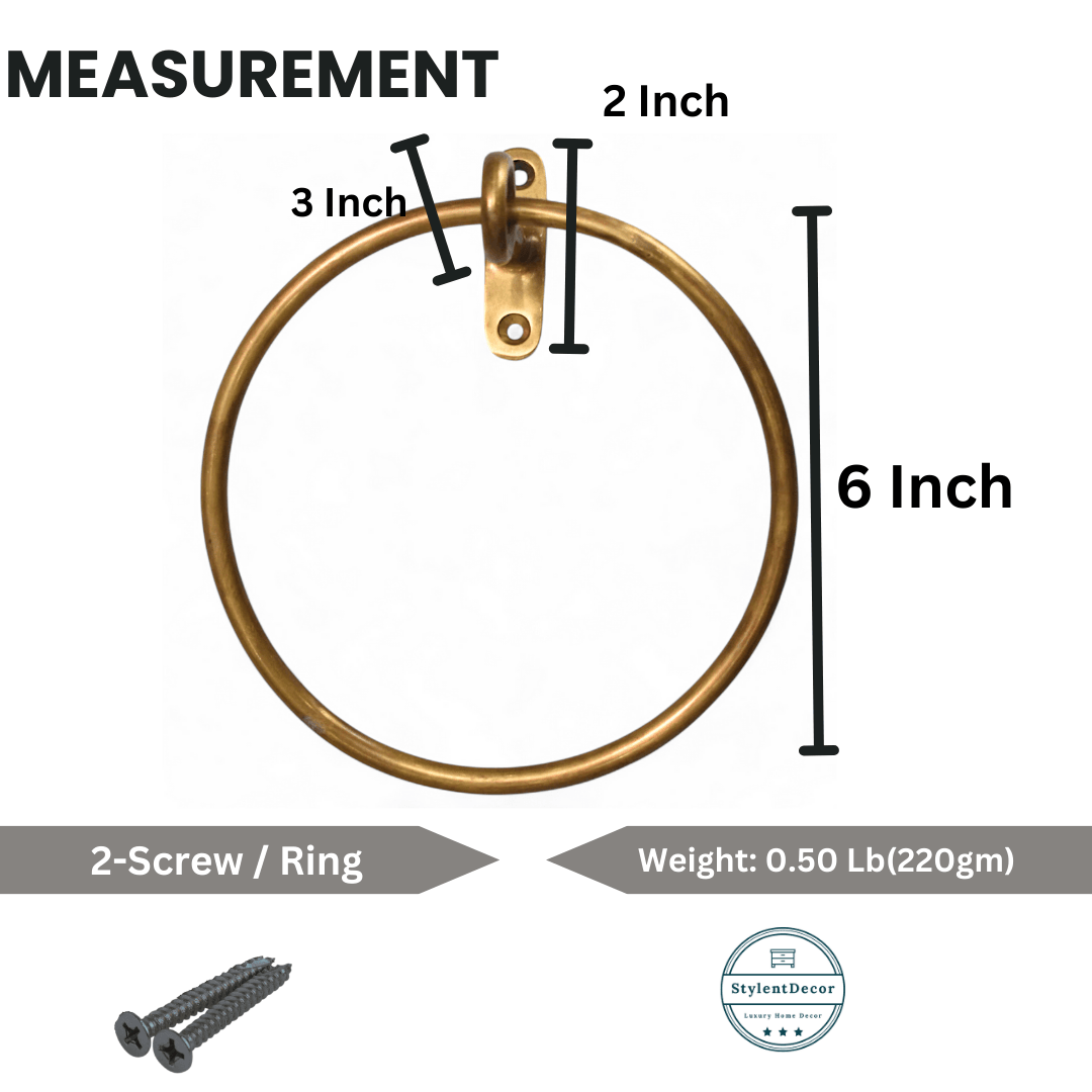 Brass Minimalist Towel Ring - Antique By Hand - Stylentdecor