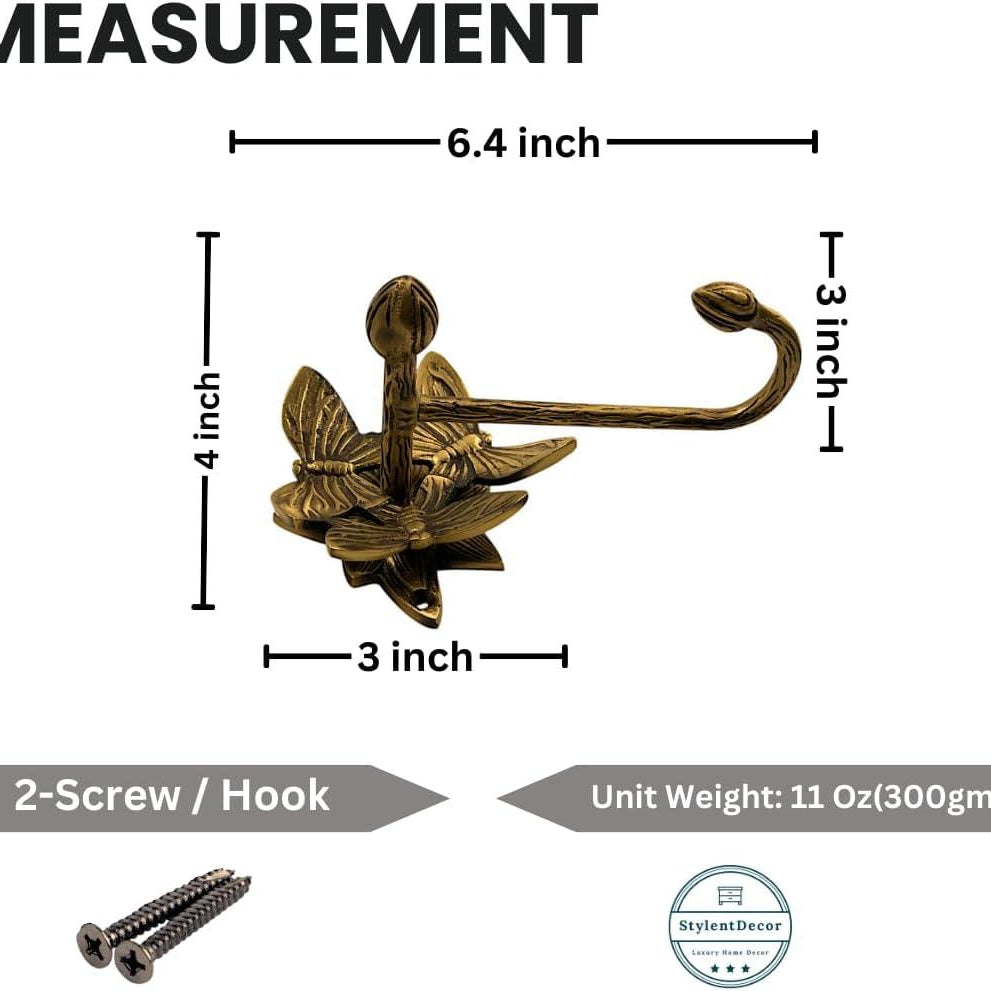 Brass Butterfly Hook - Antique Brass - Stylentdecor