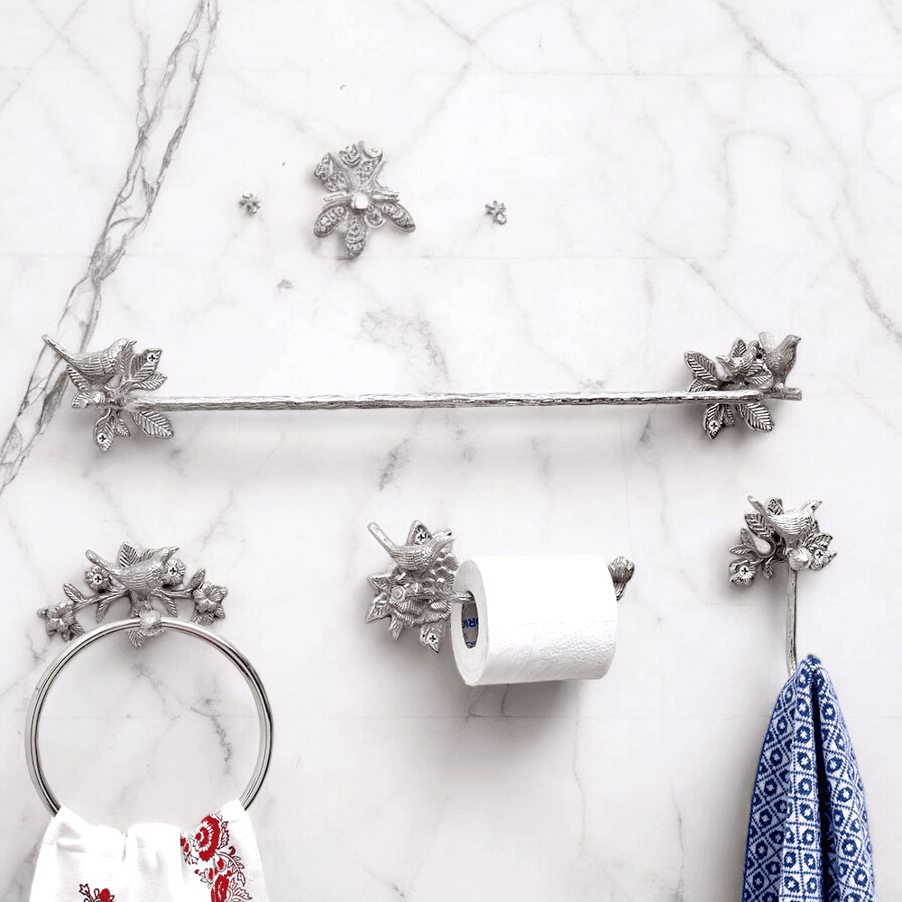 Brass Bird Towel Rack - Chrome Finish - Stylentdecor