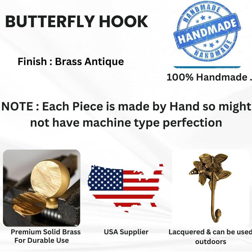 Brass Butterfly Hook - Antique Brass - Stylentdecor