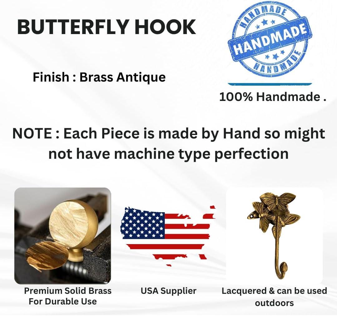 Brass Butterfly Hook - Antique Brass - Stylentdecor