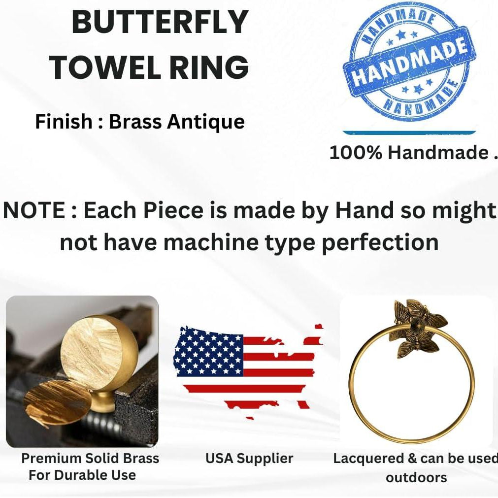 Brass Butterfly Towel Ring - Antique Brass - Stylentdecor
