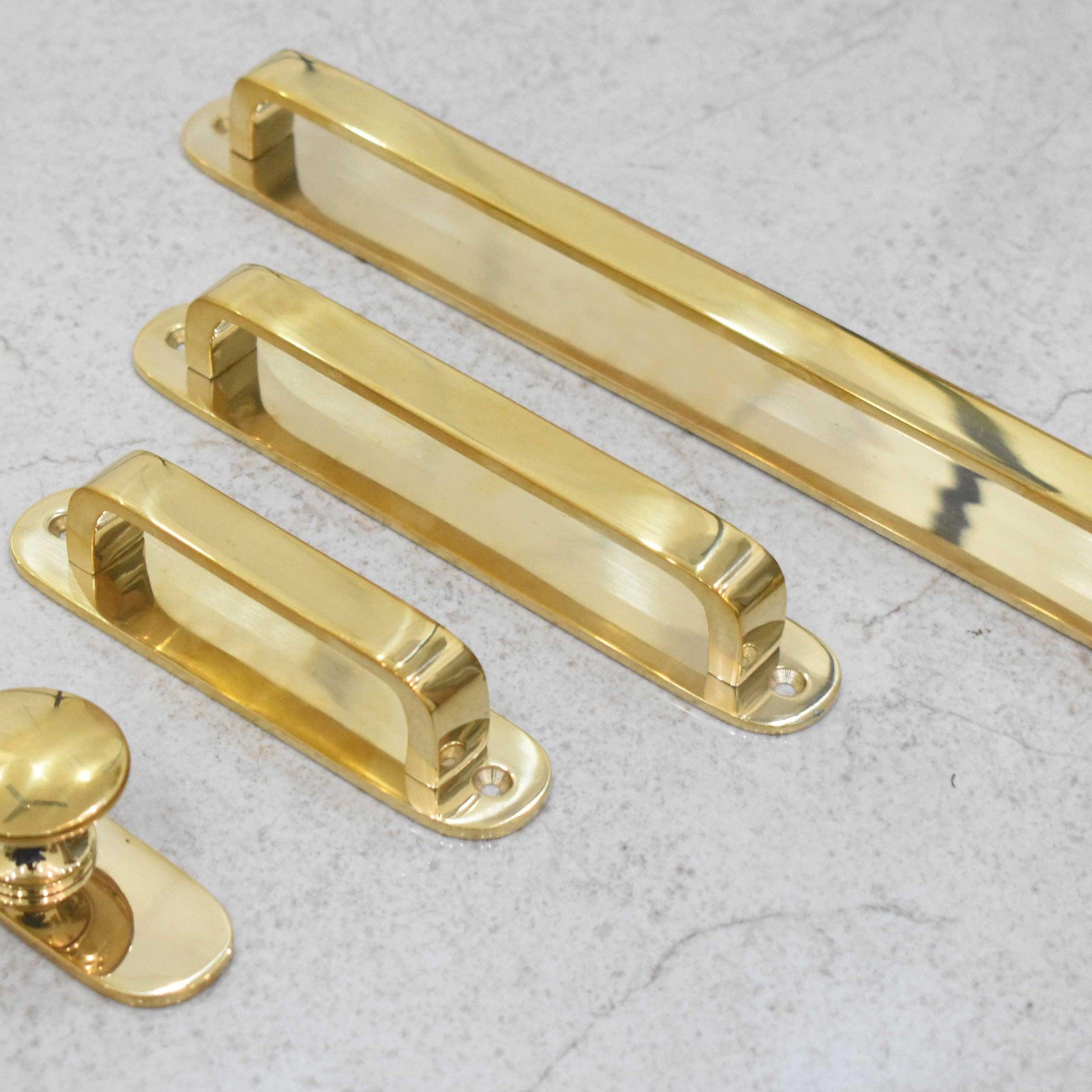 Round Drawer Pulls with Backplate - Unlacquered Polished Brass - Stylentdecor