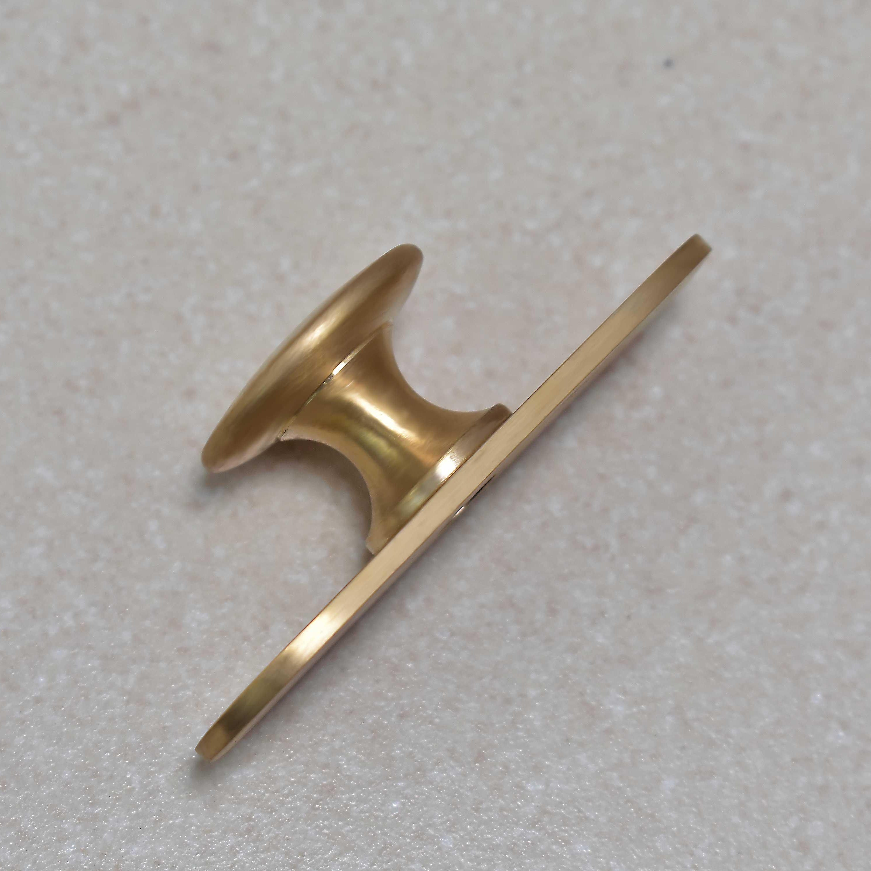 Brass Brushed Drawer Knob with Round Backplate - Stylentdecor