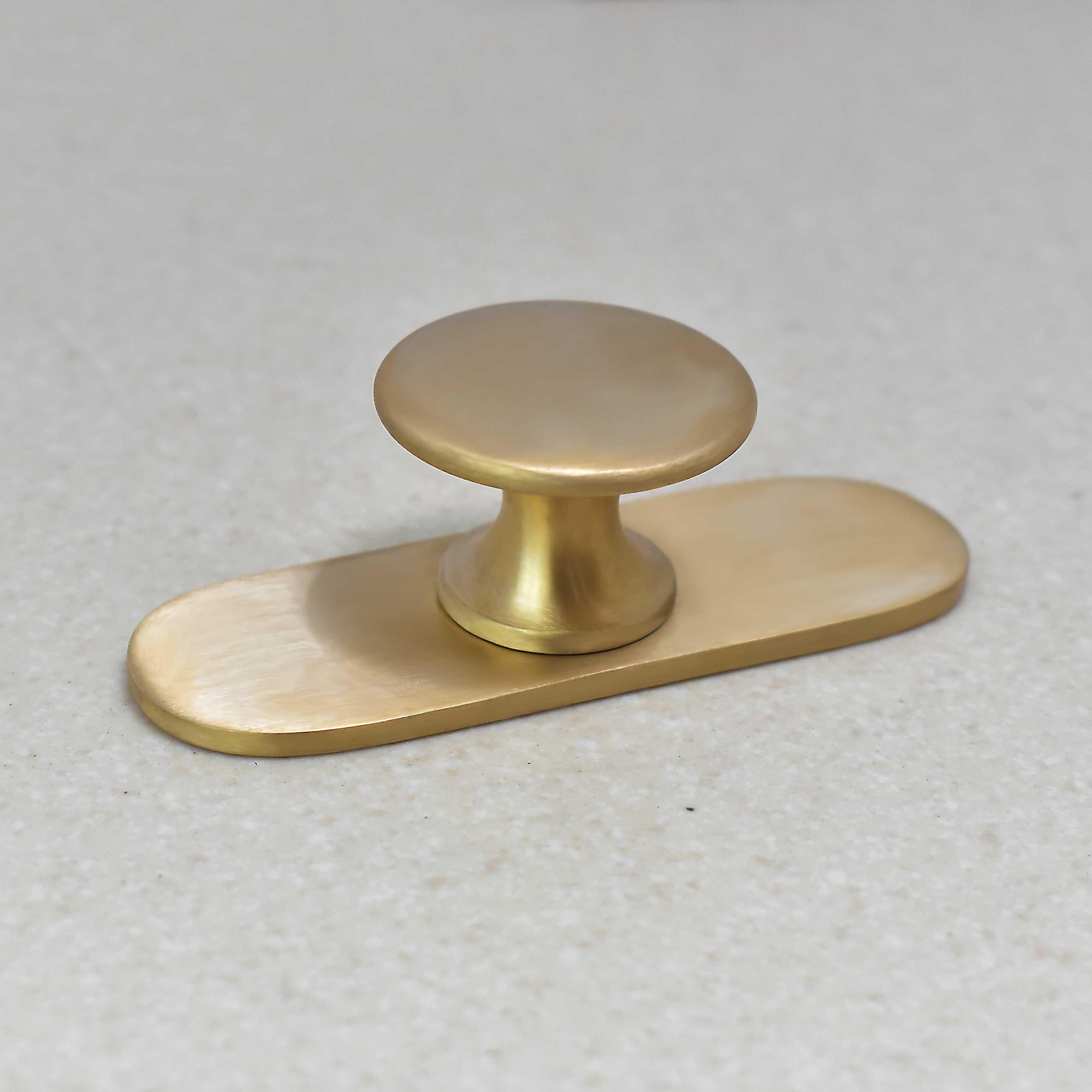 Brass Brushed Drawer Knob with Round Backplate - Stylentdecor
