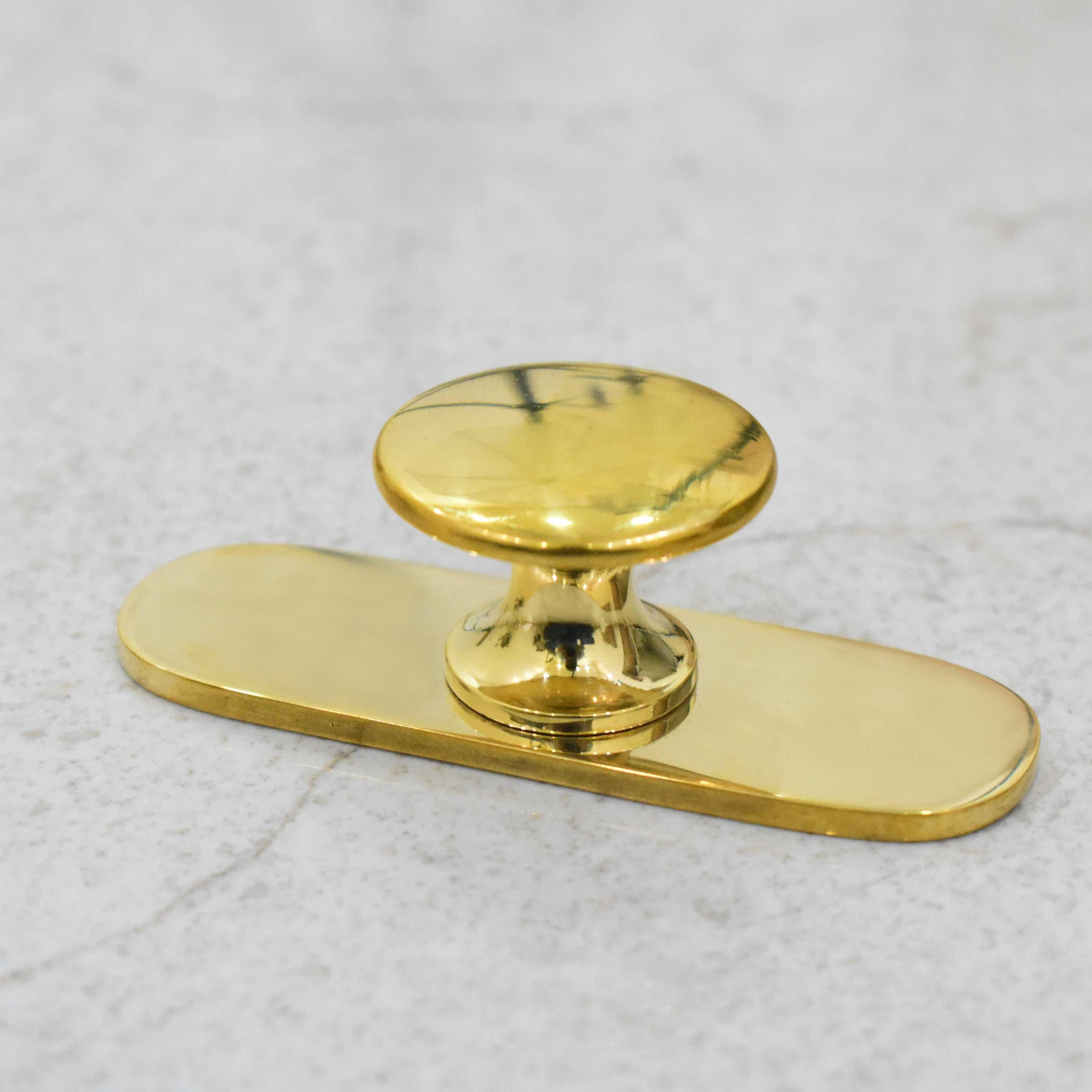 Brass Polished Drawer Knob with Round Backplate - Stylentdecor