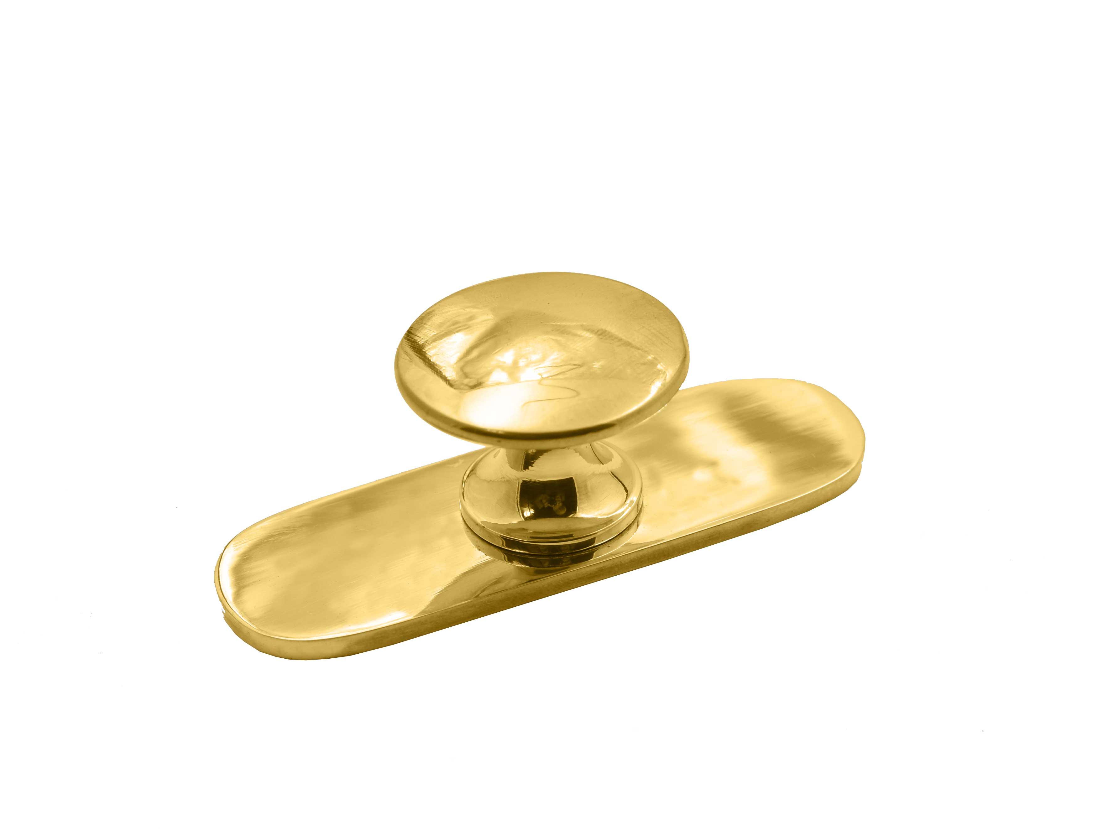 Round Drawer Pulls with Backplate - Unlacquered Polished Brass - Stylentdecor