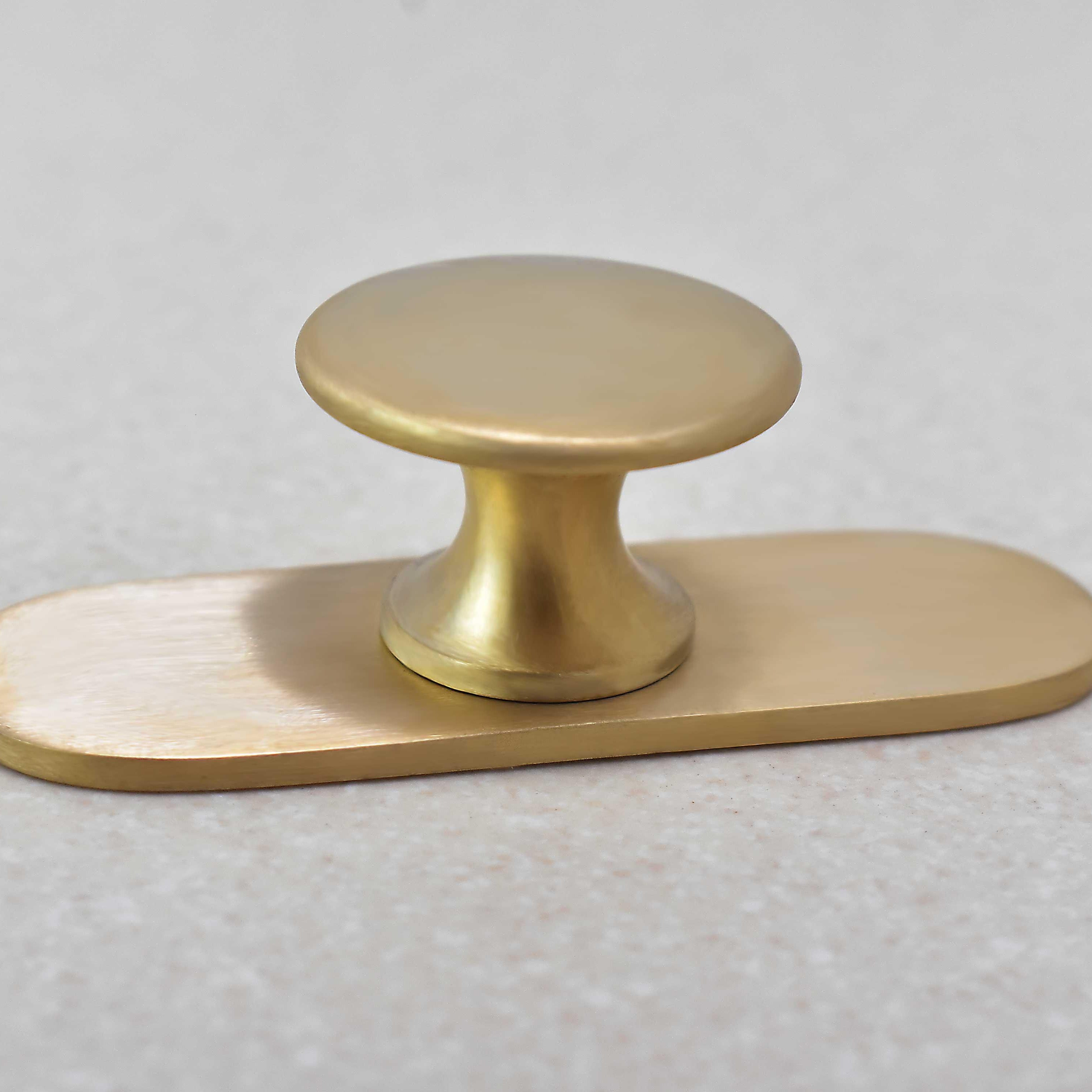 Brass Brushed Drawer Knob with Round Backplate - Stylentdecor
