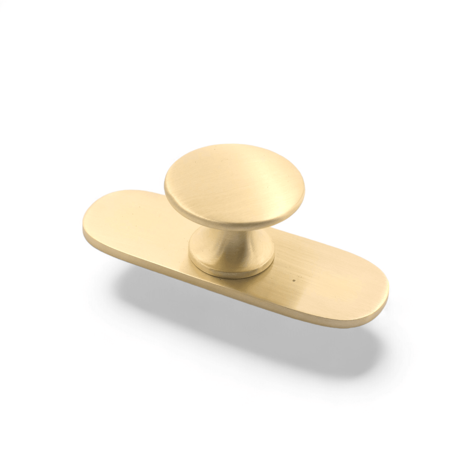 Unlacquered Brass Brushed Round Drawer Pulls with Backplate - Stylentdecor