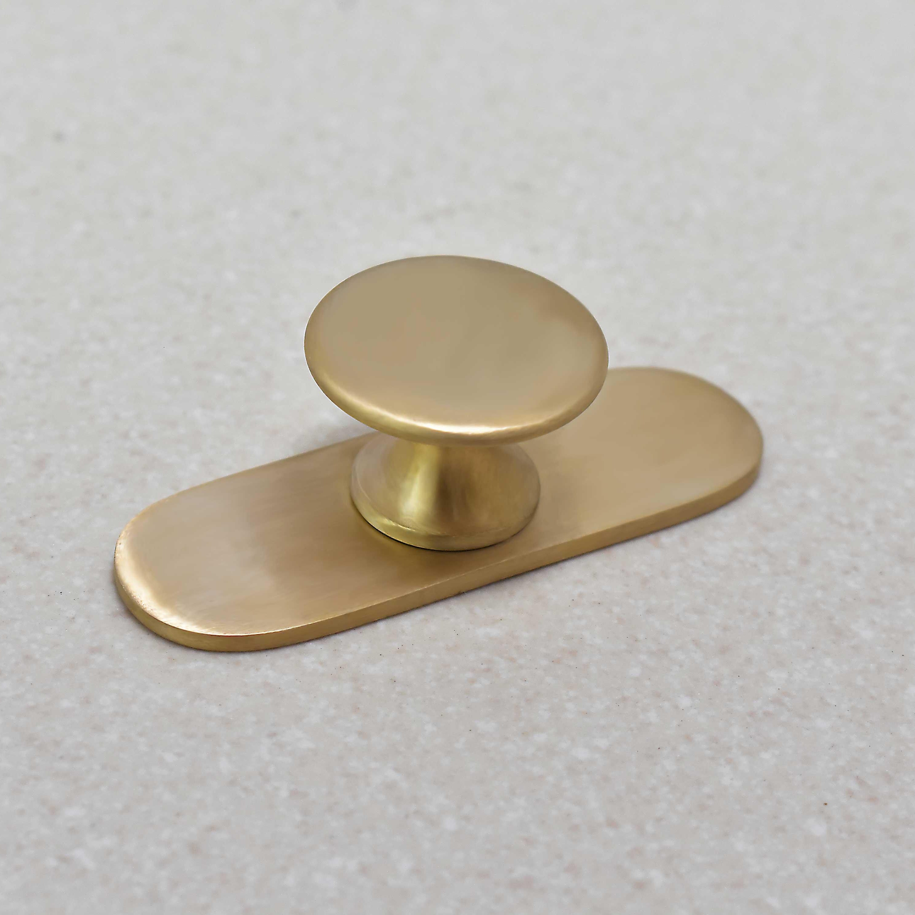 Brass Brushed Drawer Knob with Round Backplate - Stylentdecor