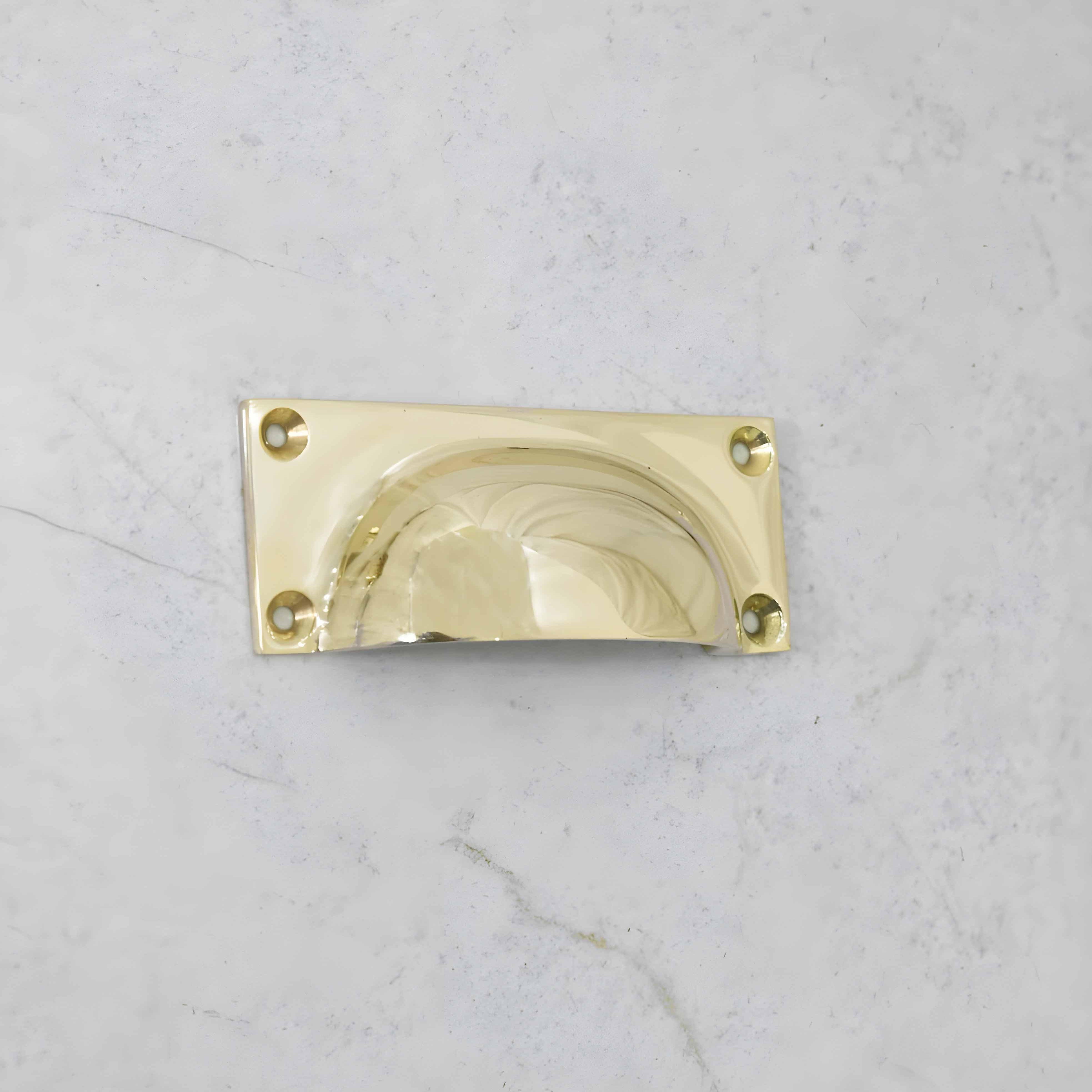 6" Rectangle Bin Pulls - Unlacquered Polished Brass - Stylentdecor