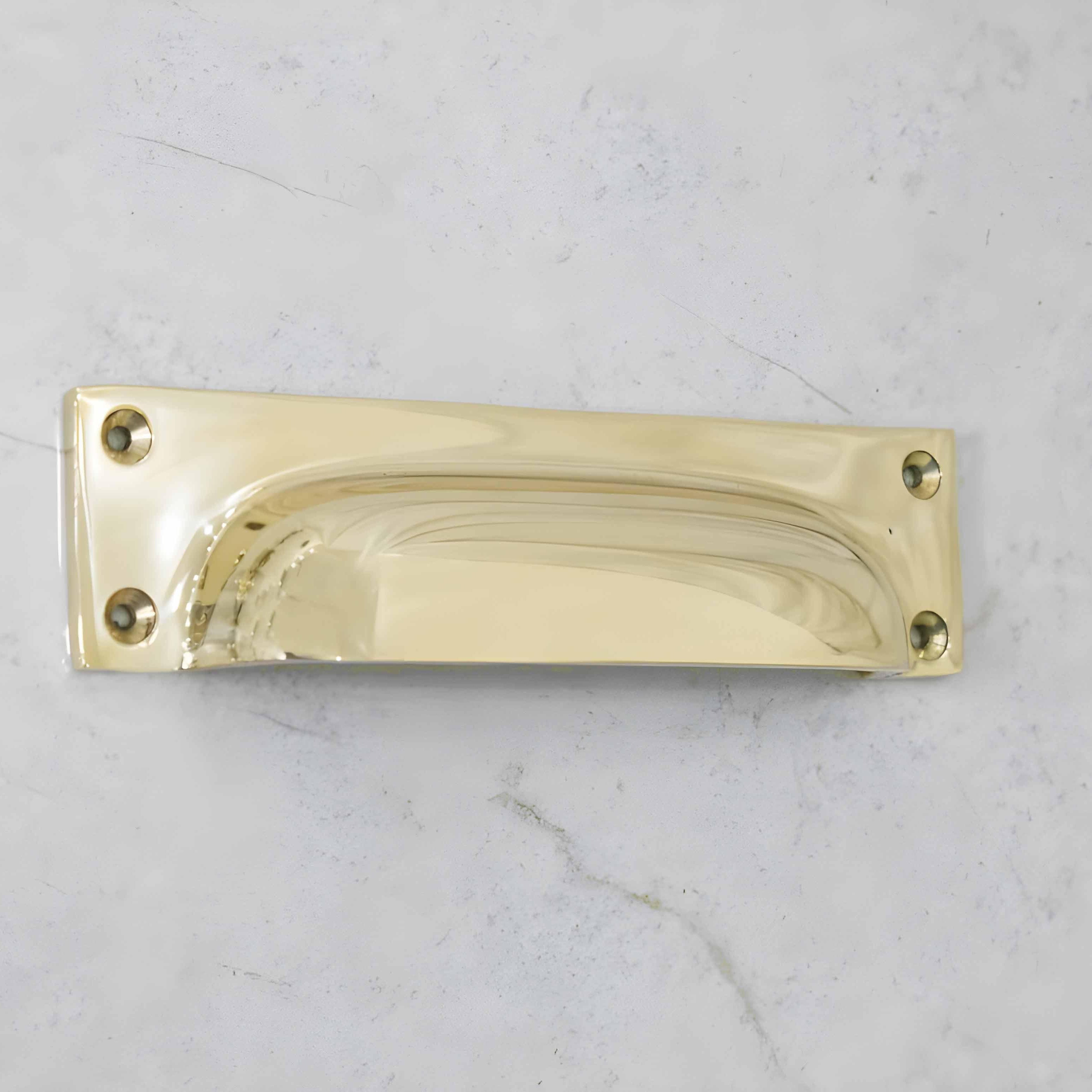 6" Rectangle Bin Pulls - Unlacquered Polished Brass - Stylentdecor
