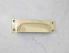 6" Rectangle Bin Pulls - Unlacquered Polished Brass - Stylentdecor