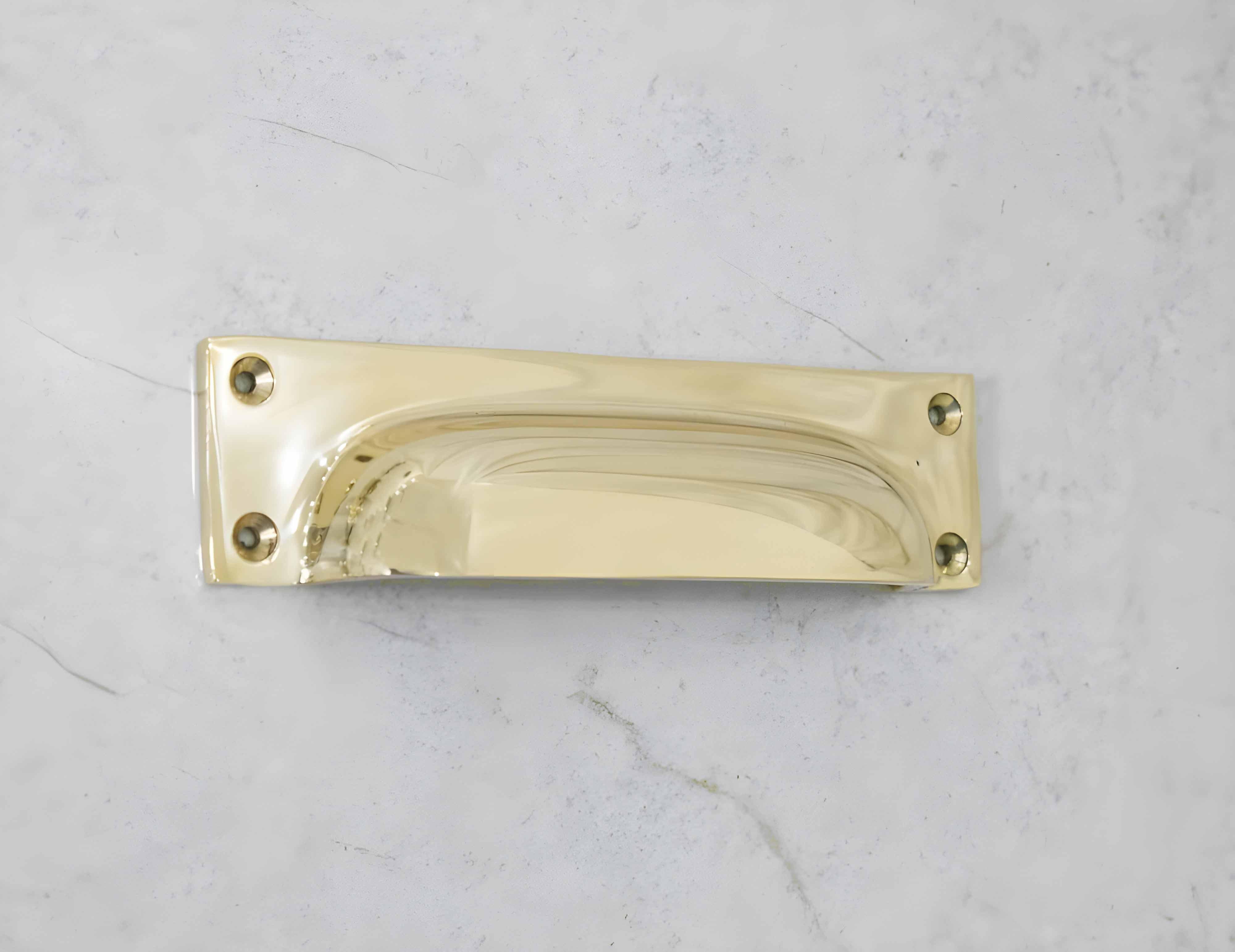 6" Rectangle Bin Pulls - Unlacquered Polished Brass - Stylentdecor