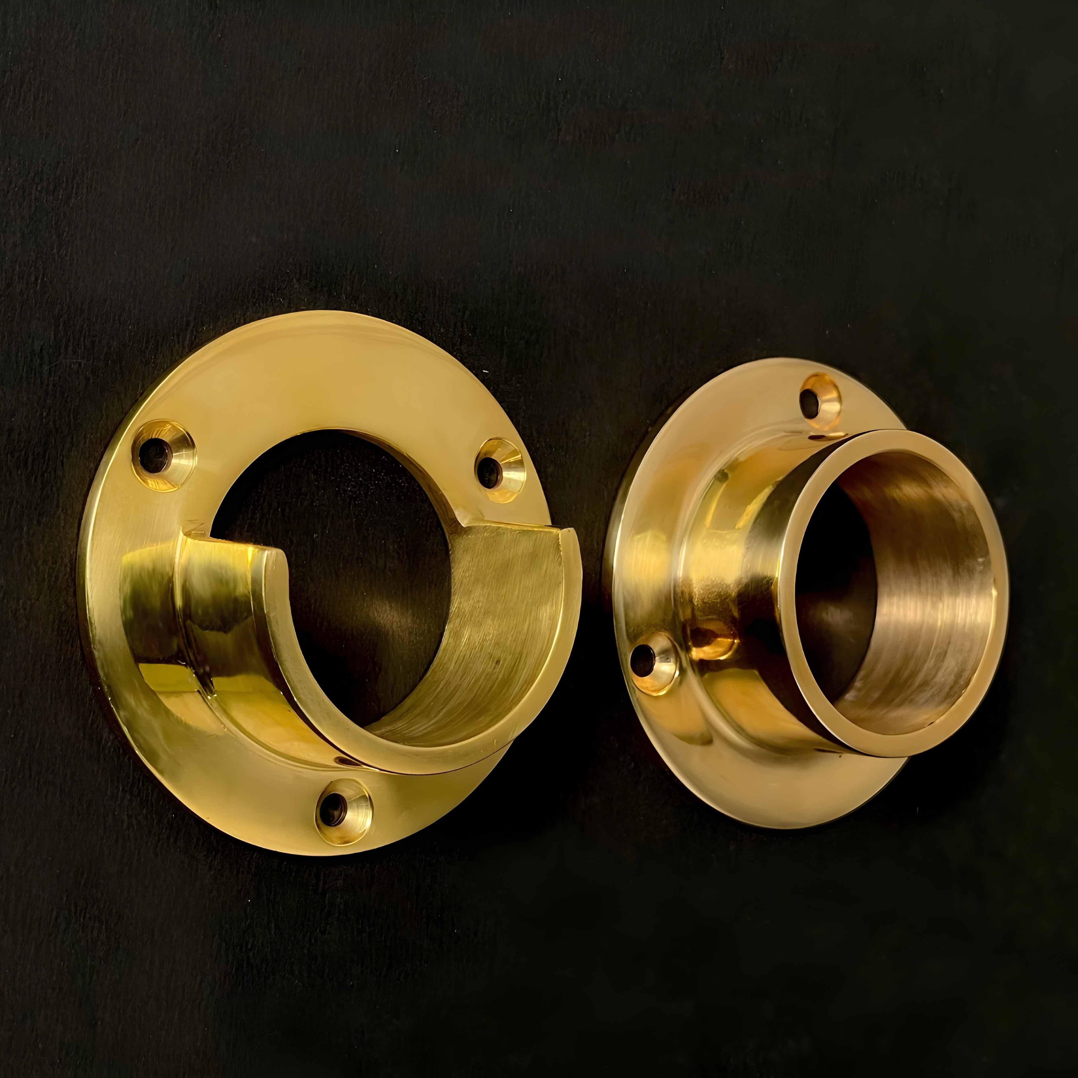 Closet Rod Bracket Set for 1-1/4"- Unlacquered Polished Brass - Stylentdecor