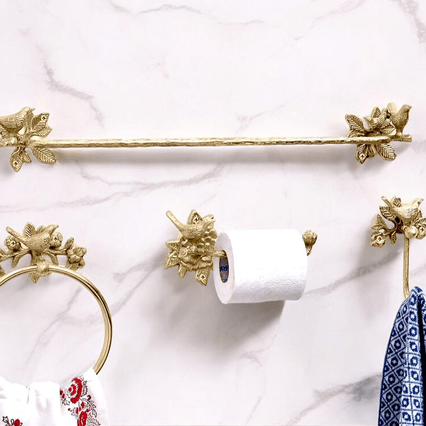 Brass Bird Towel Rack - Brushed/Satin Finish - Stylentdecor