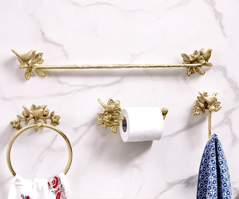 Brass Bird Towel Rack - Brushed/Satin Finish - Stylentdecor