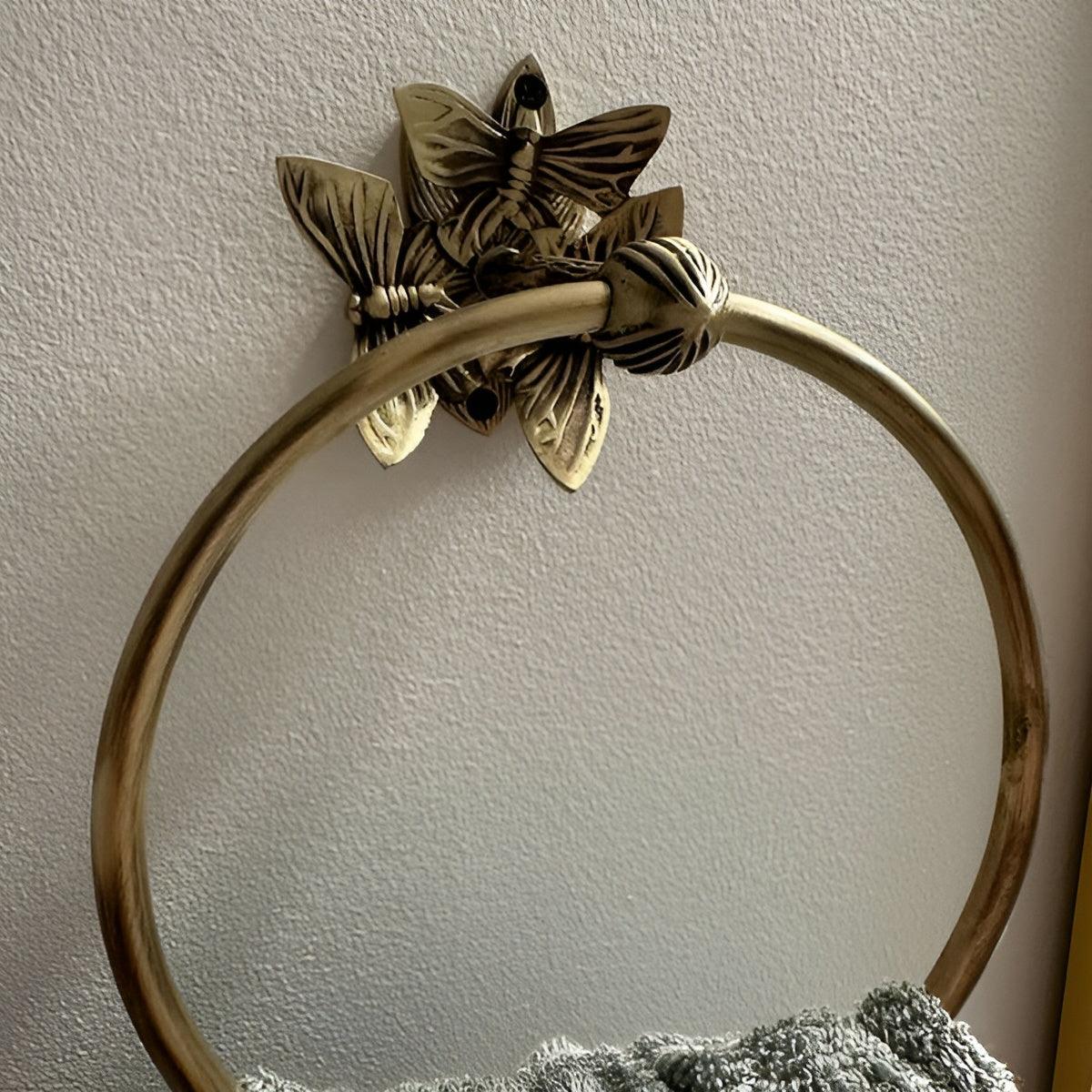 Brass Butterfly Towel Ring - Antique Brass - Stylentdecor