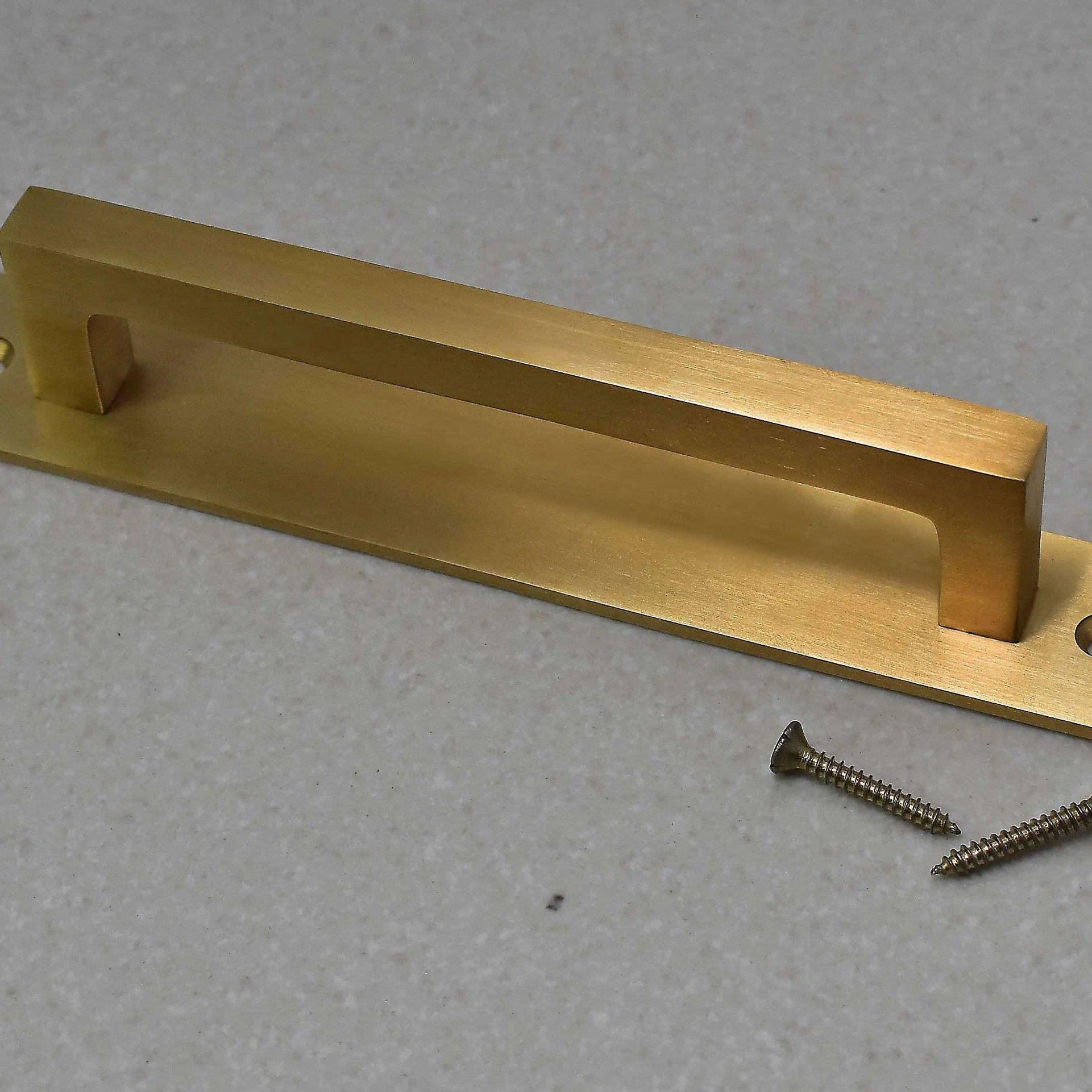Unlacquered Brass Brushed Rectangle Drawer Pulls with Backplate - Stylentdecor