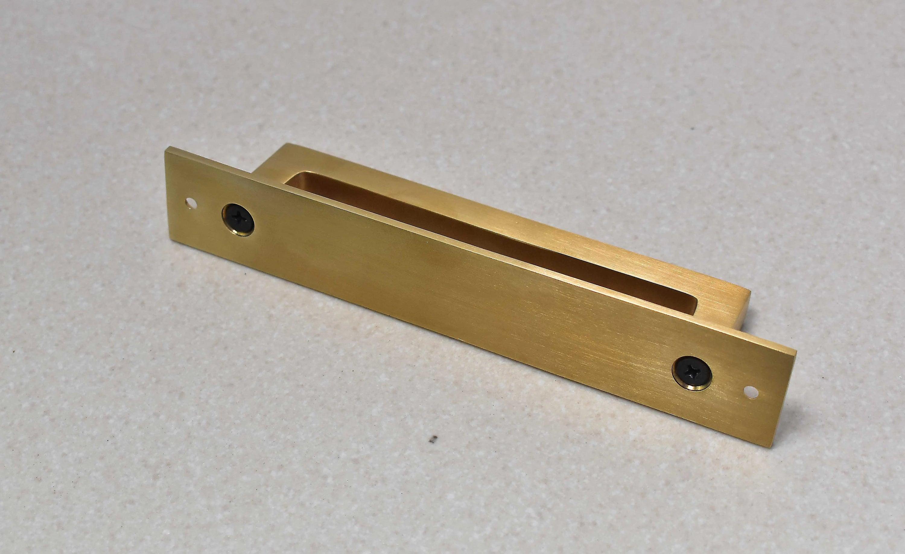 Unlacquered Brass Brushed Rectangle Drawer Pulls with Backplate - Stylentdecor