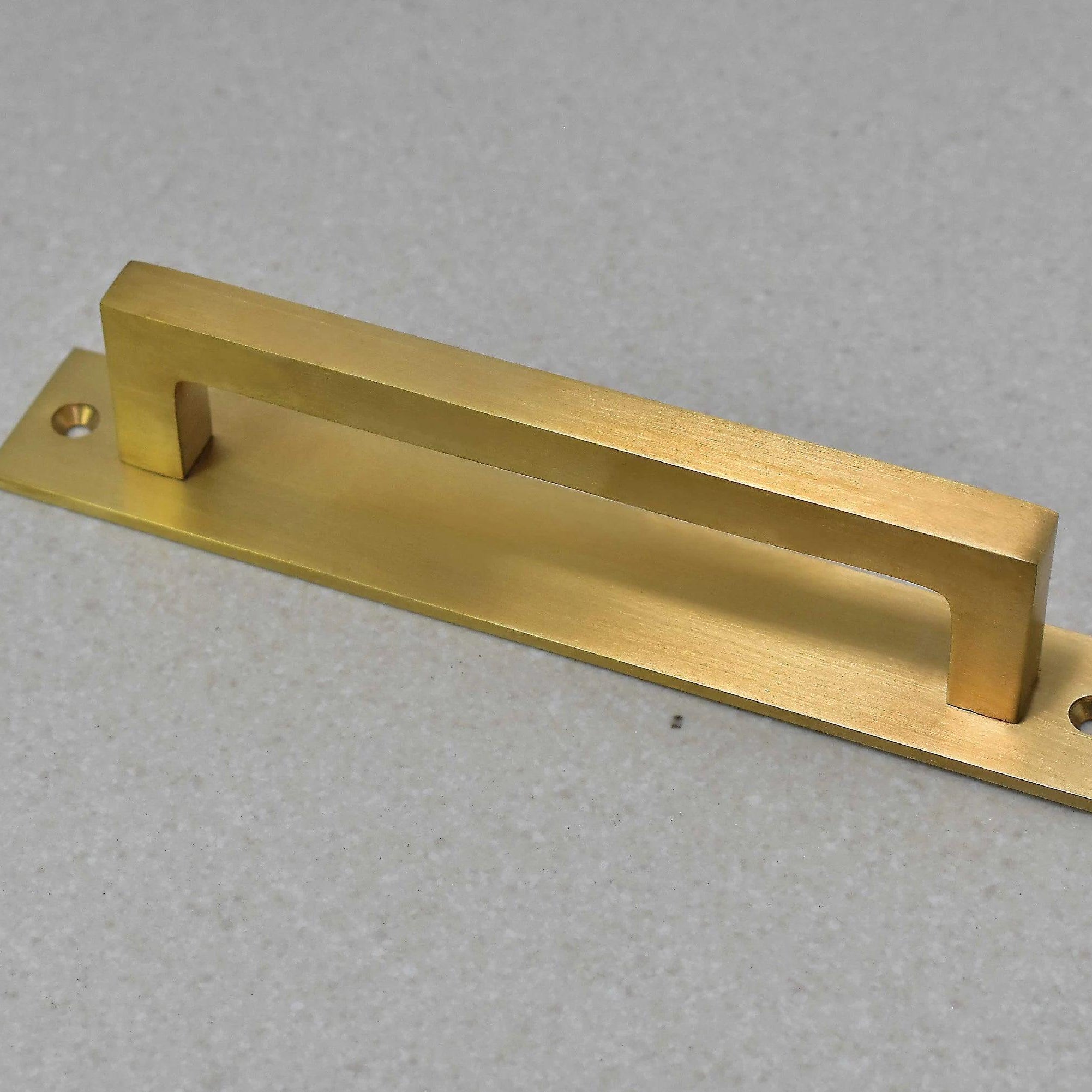 Unlacquered Brass Brushed Rectangle Drawer Pulls with Backplate - Stylentdecor