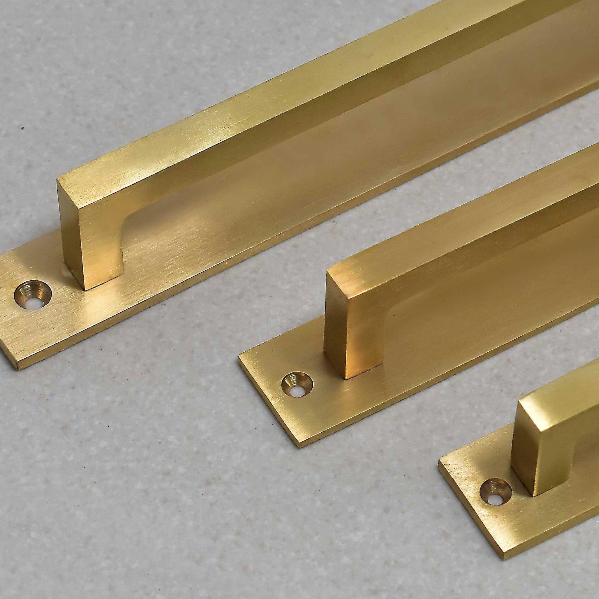 Unlacquered Brass Brushed Rectangle Drawer Pulls with Backplate - Stylentdecor