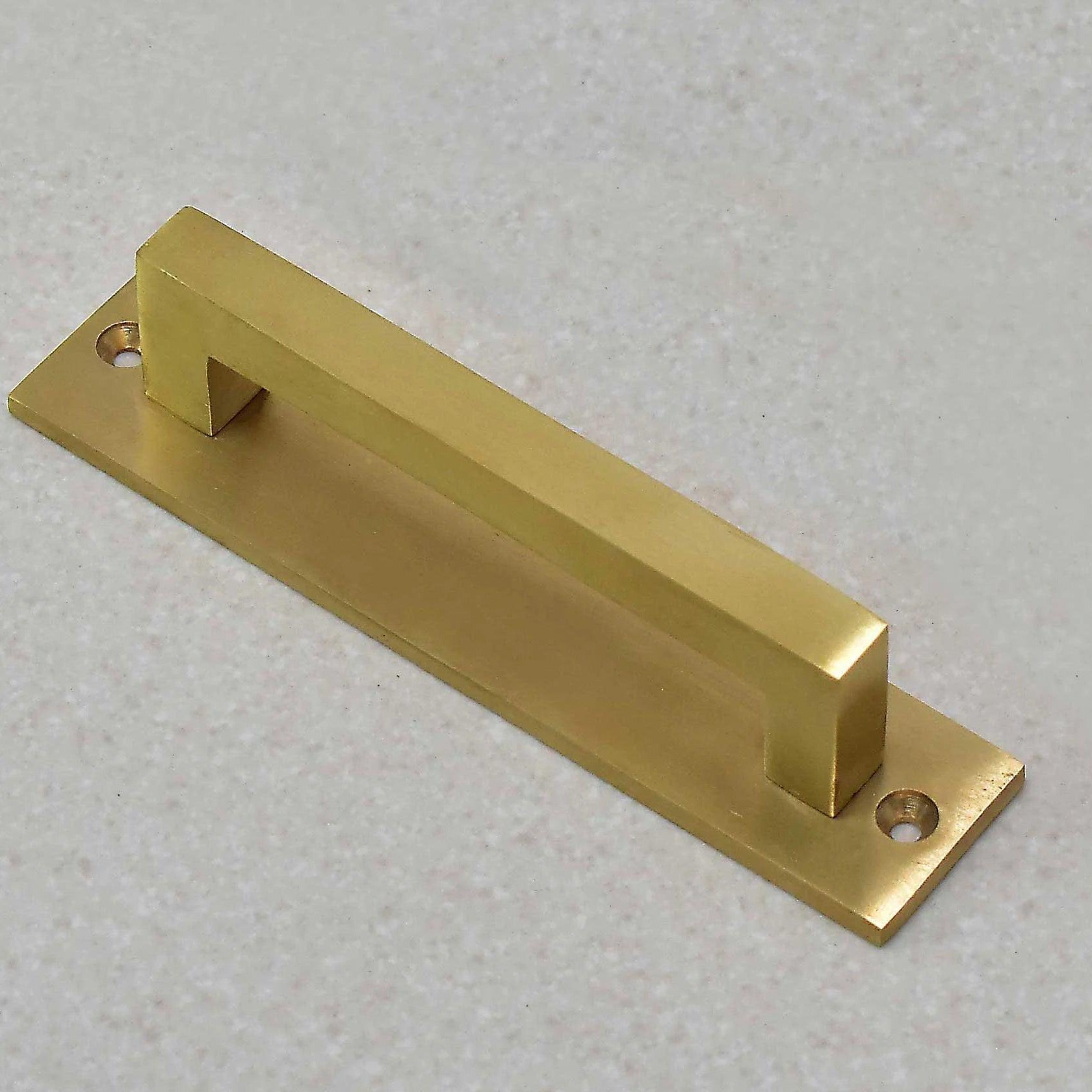 Unlacquered Brass Brushed Rectangle Drawer Pulls with Backplate - Stylentdecor