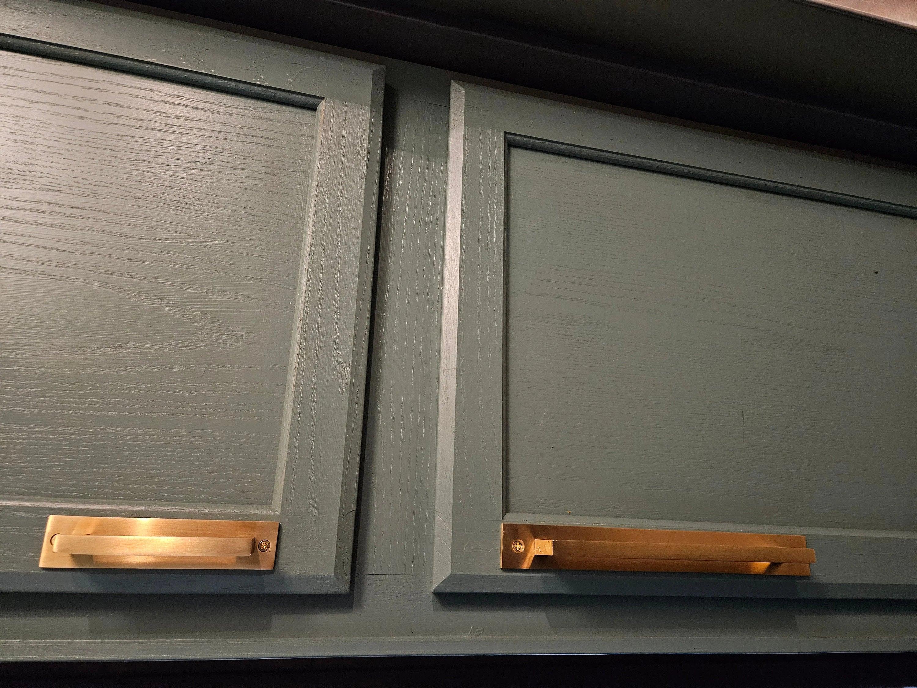 Unlacquered Brass Brushed Rectangle Drawer Pulls with Backplate - Stylentdecor