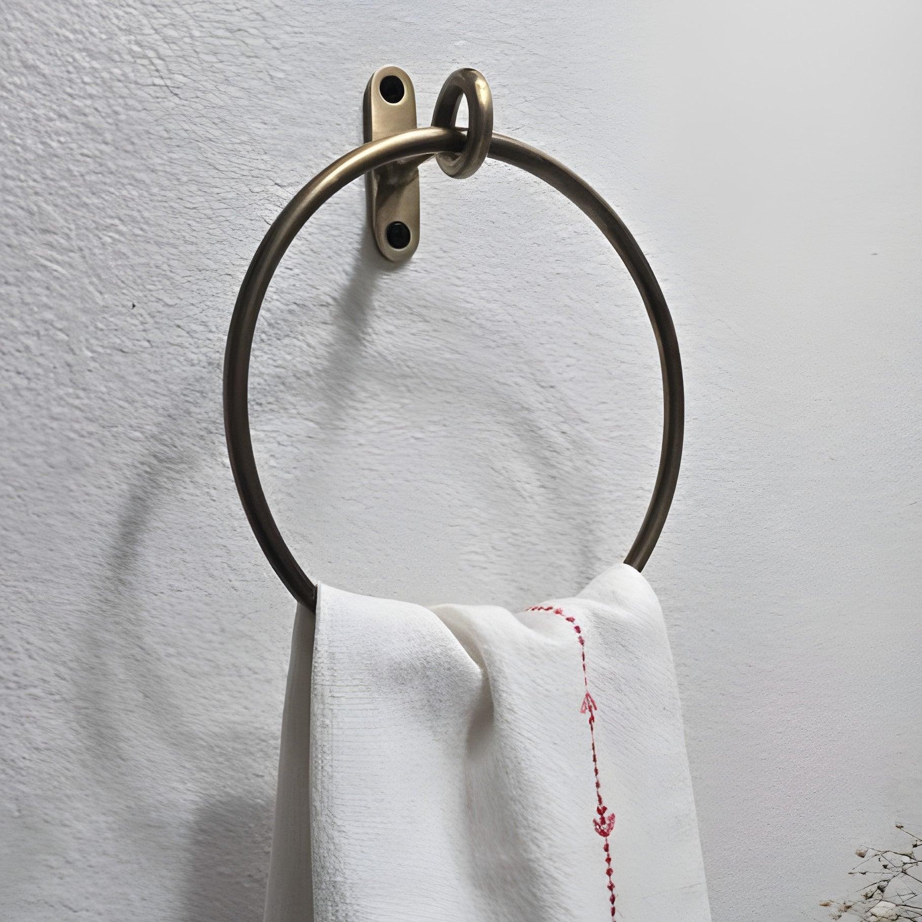 Brass Minimalist Towel Ring - Antique By Hand - Stylentdecor