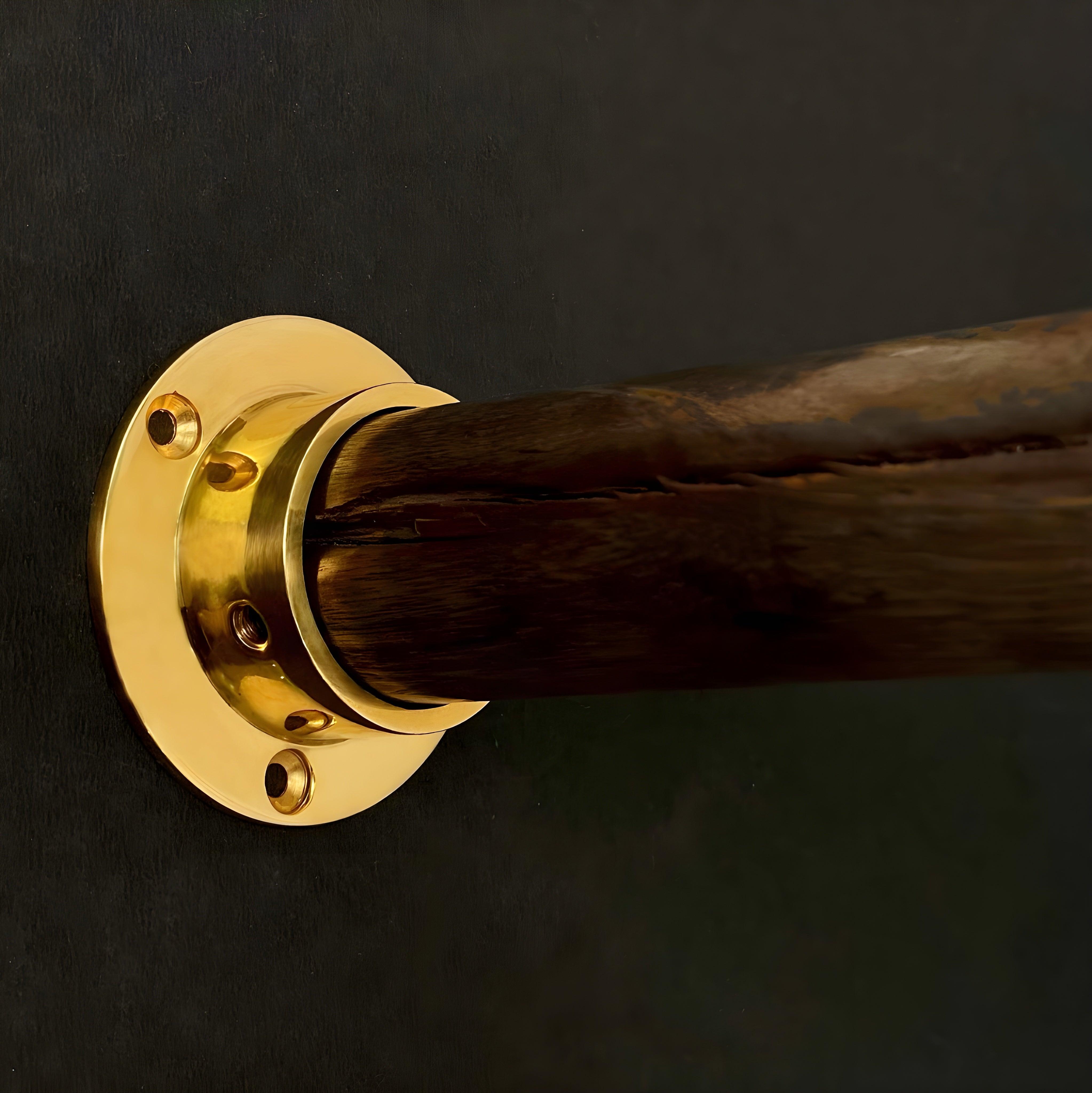 Closet Rod Bracket Set for 1-1/4"- Unlacquered Polished Brass - Stylentdecor