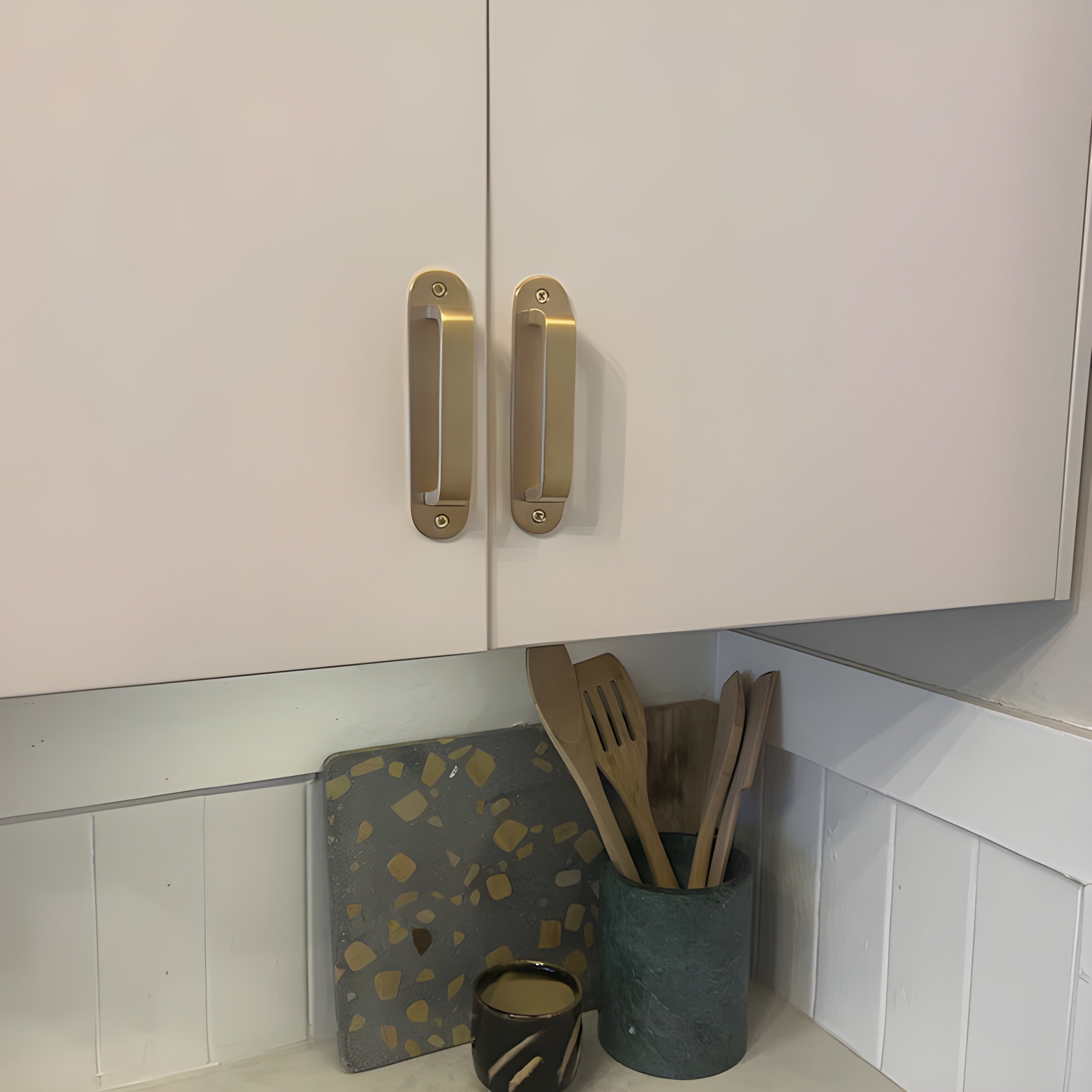 Brass Brushed Cabinet Pulls with Backplate