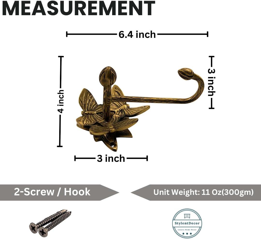 Brass Butterfly Hook - Antique Brass - Stylentdecor