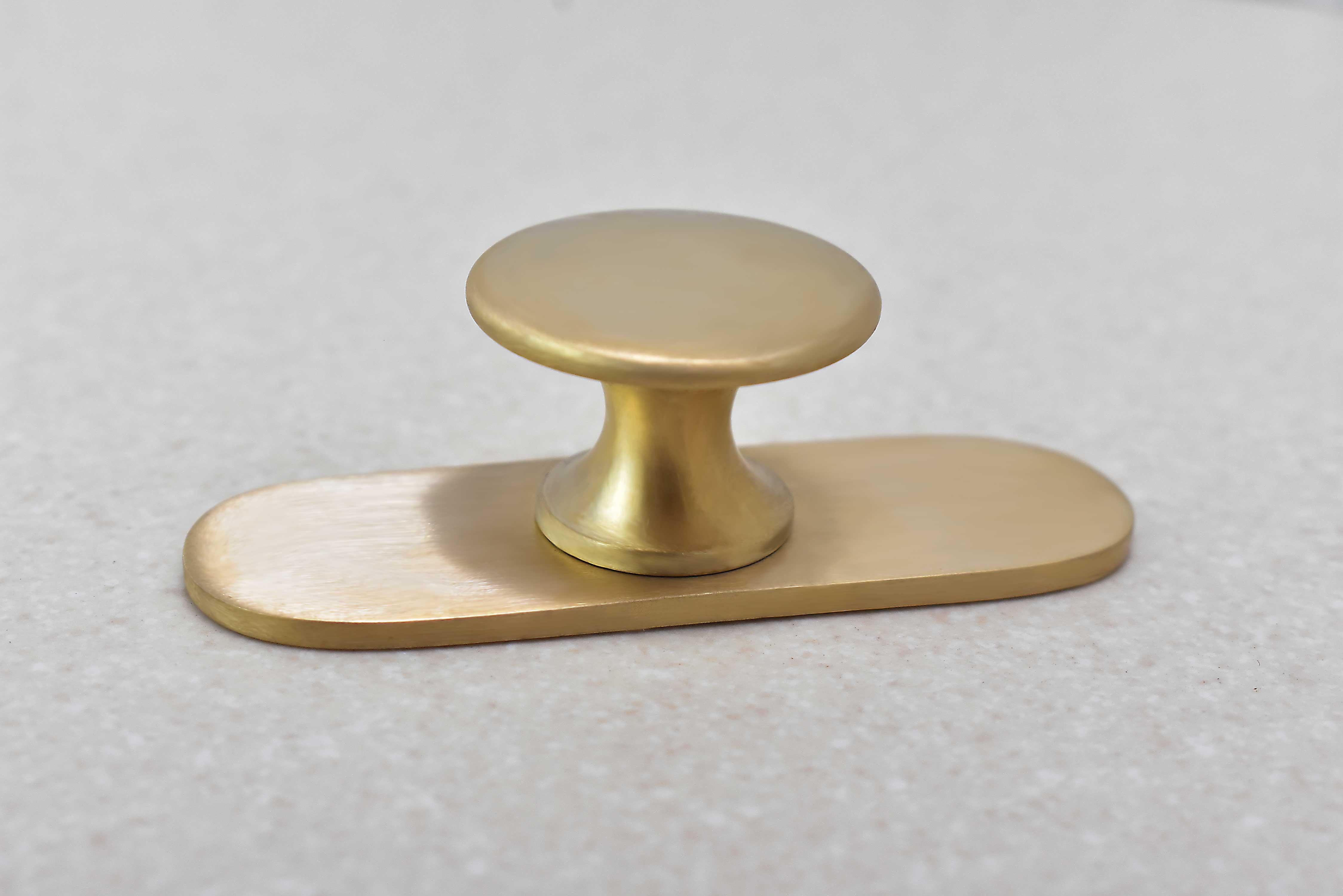 Brass Brushed Drawer Knob with Round Backplate - Stylentdecor