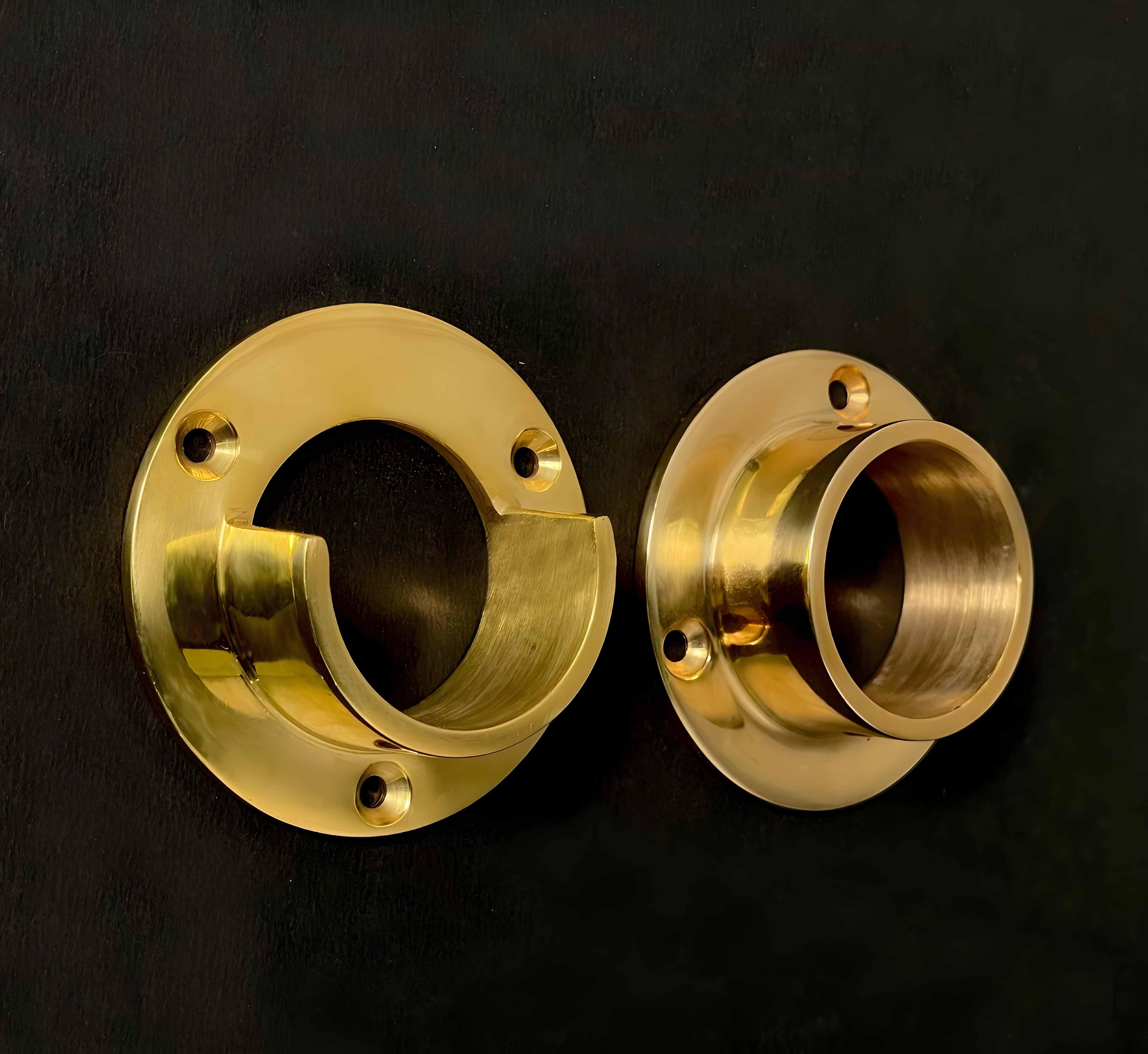 Closet Rod Bracket Set for 1-1/4"- Unlacquered Polished Brass - Stylentdecor