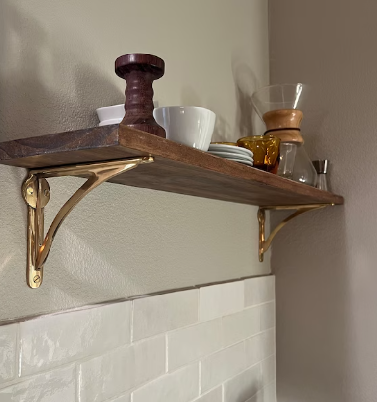 Arched Shelf Bracket - Unlacquered Polished Brass