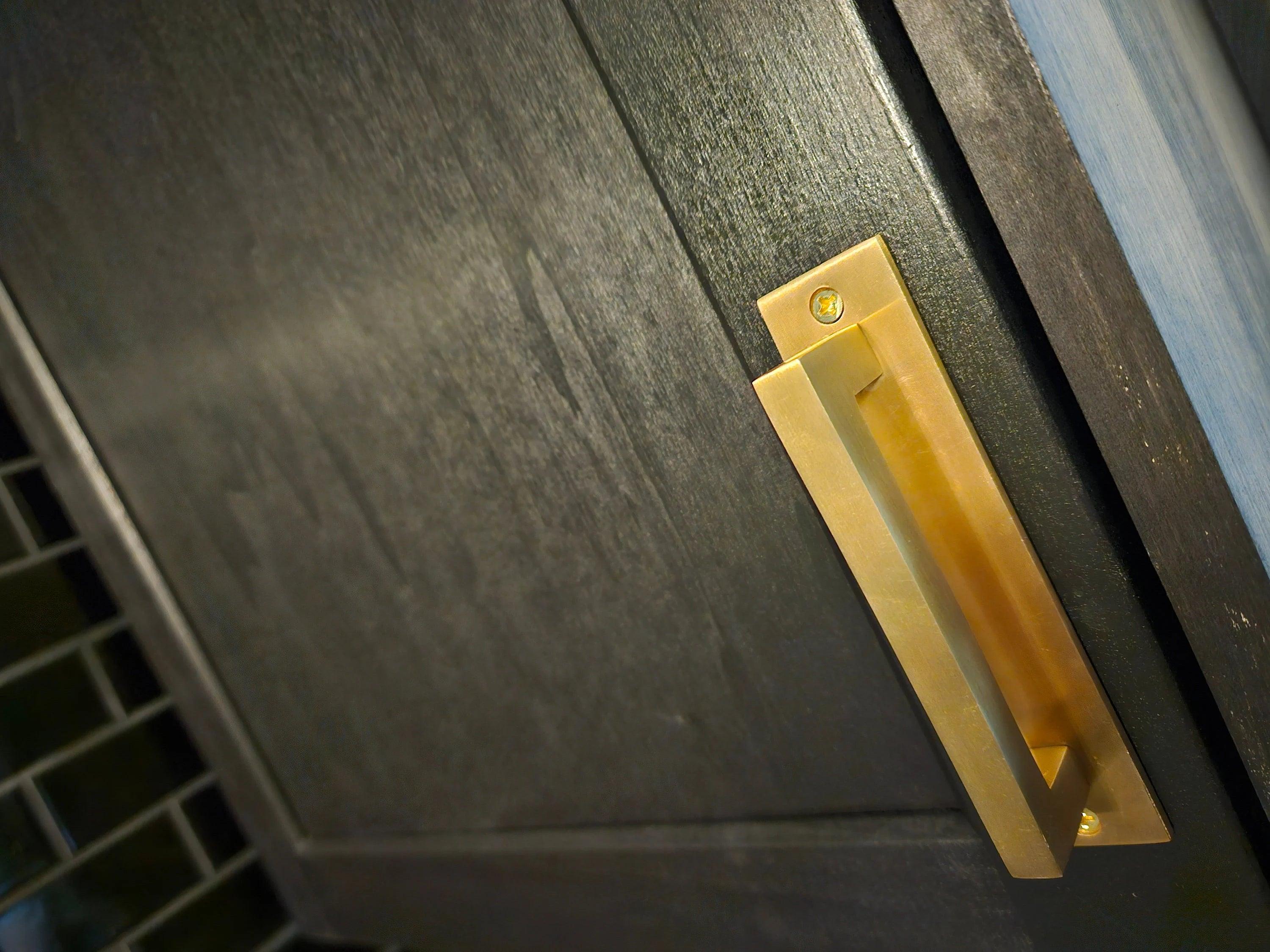 Unlacquered Brass Brushed Rectangle Drawer Pulls with Backplate - Stylentdecor