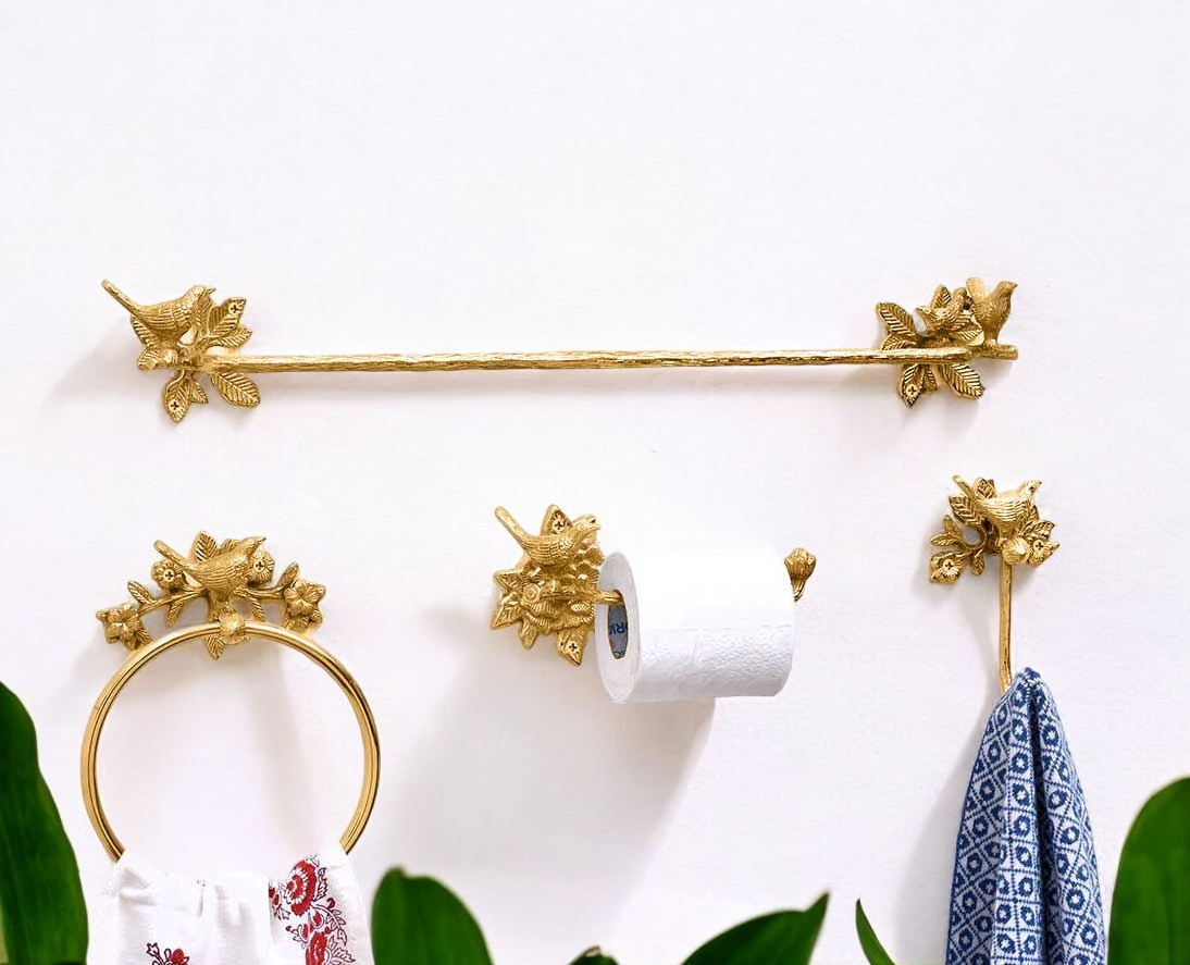 Brass Bird Bathroom Set